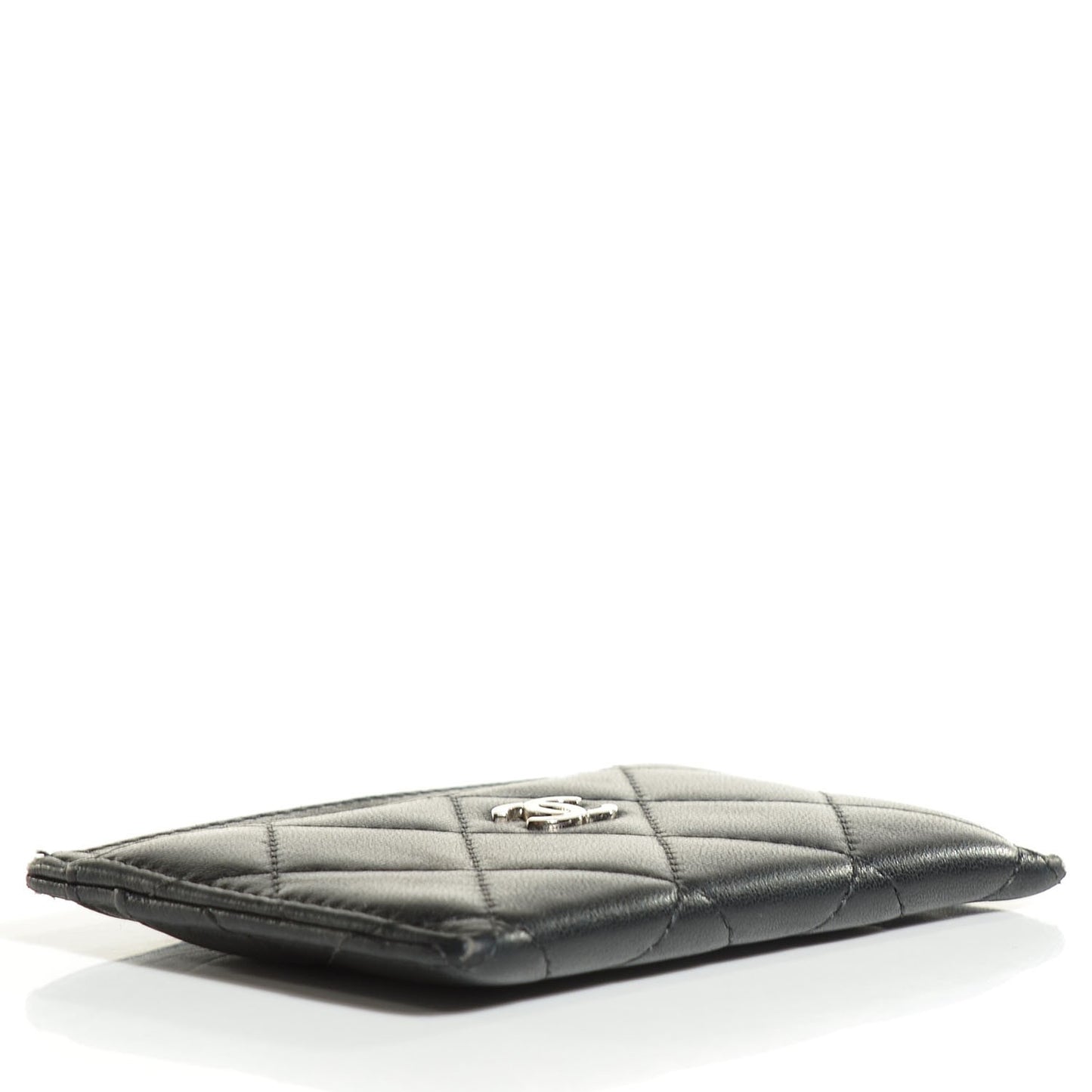 Lambskin Quilted Card Holder Black