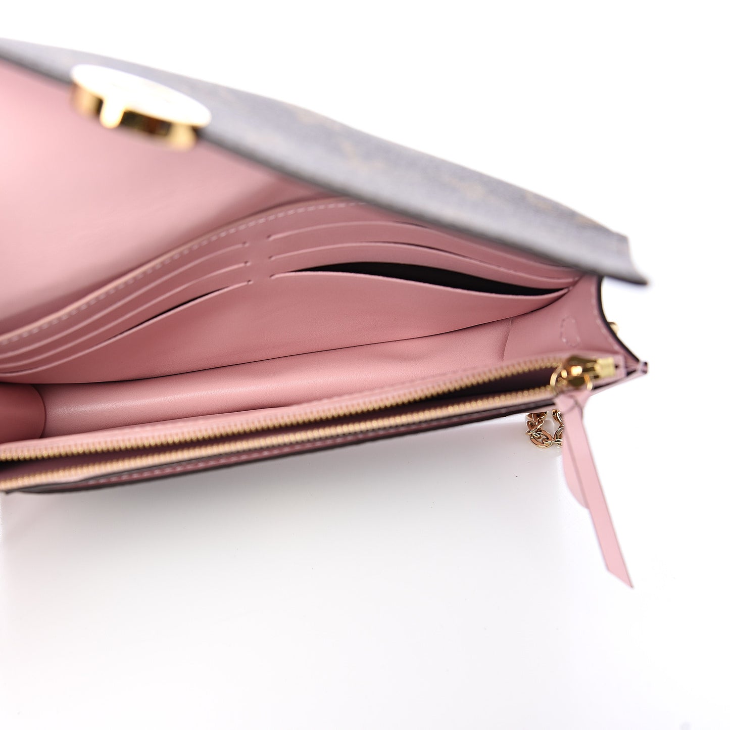 Monogram Flore Chain Wallet Rose Ballerine
