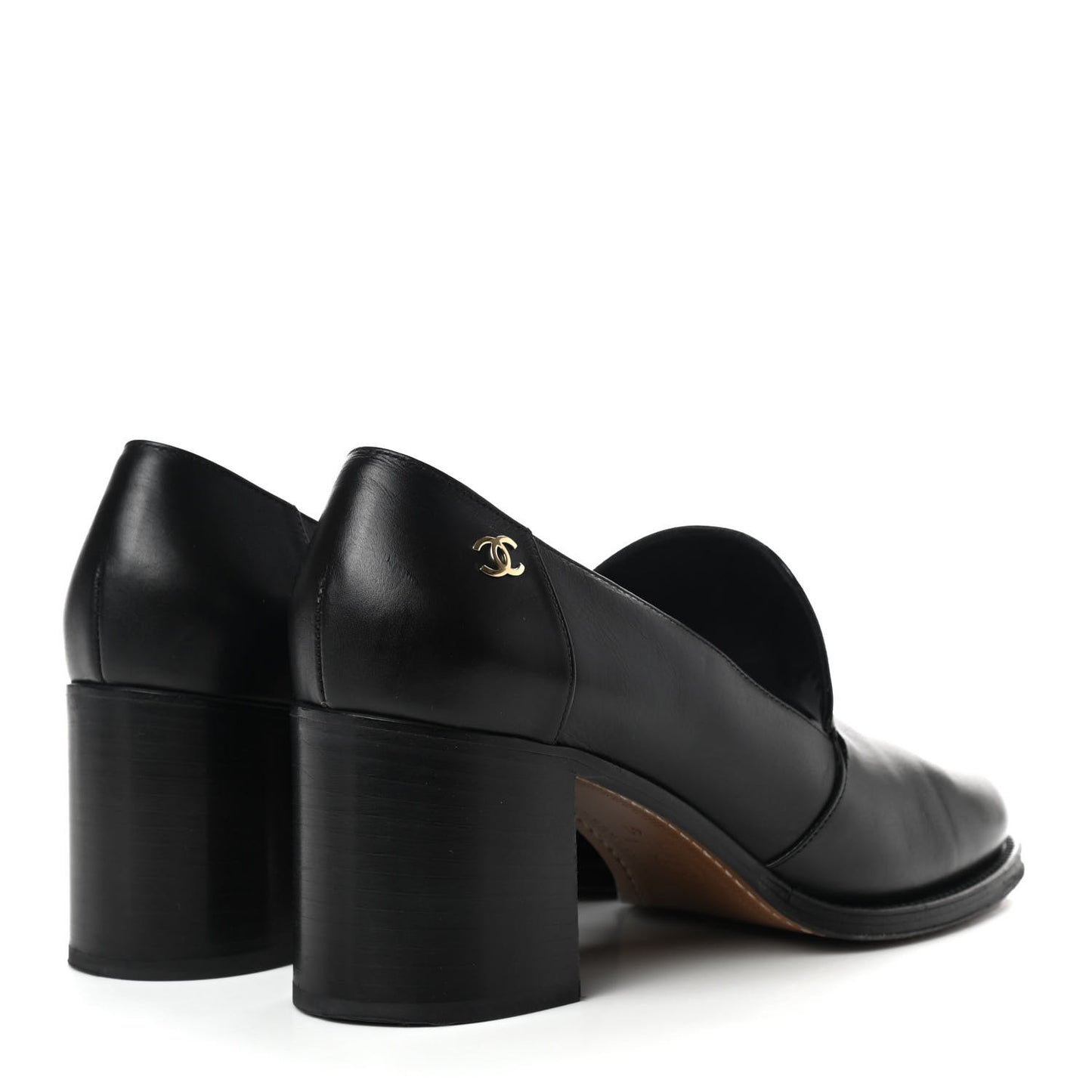 Glazed Calfskin CC Loafers 41 Black