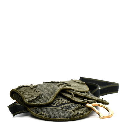 Christian Dior Canvas Embroidered Camouflage Saddle Belt Bag Green 4 of 10