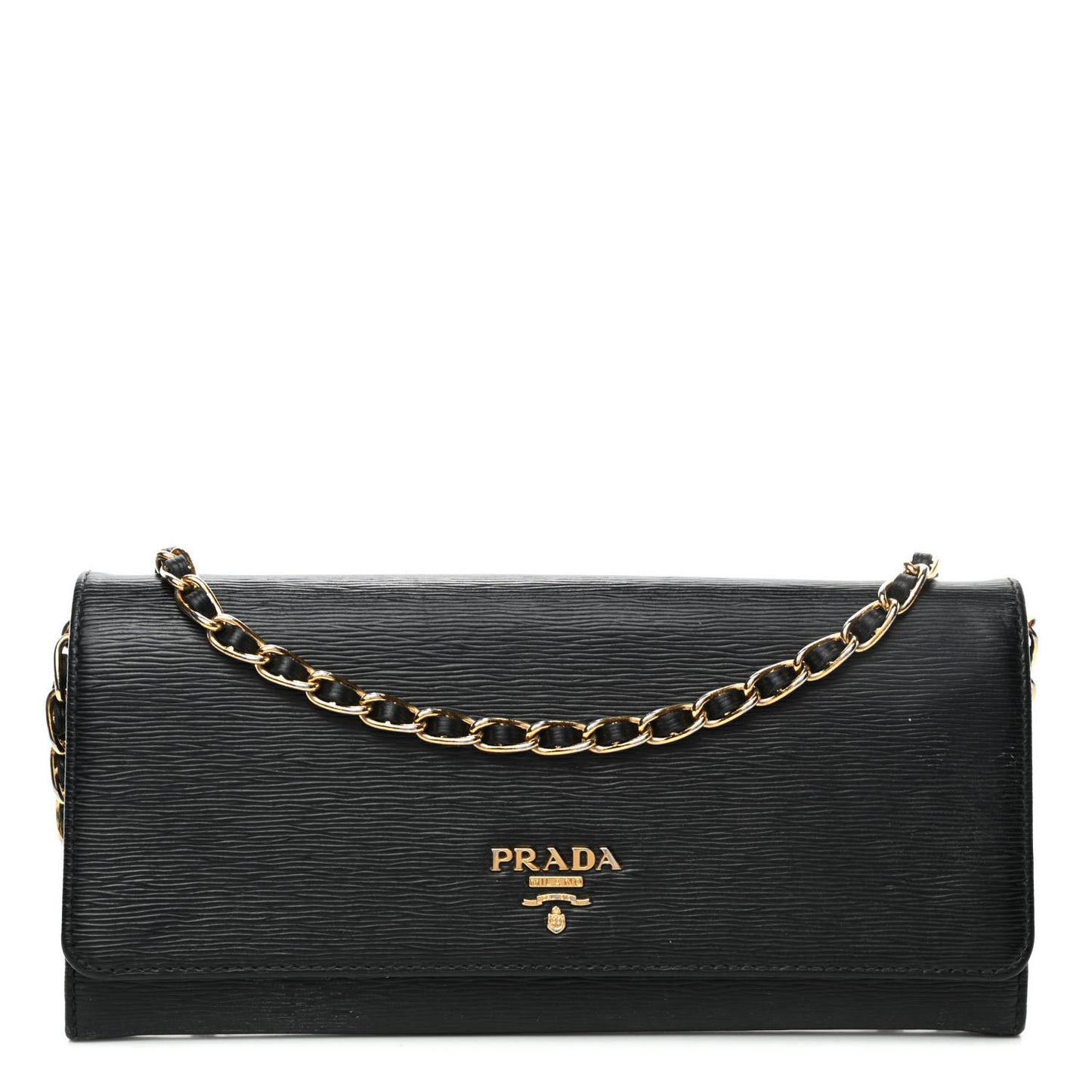 Saffiano Metal Oro Chain Wallet Black