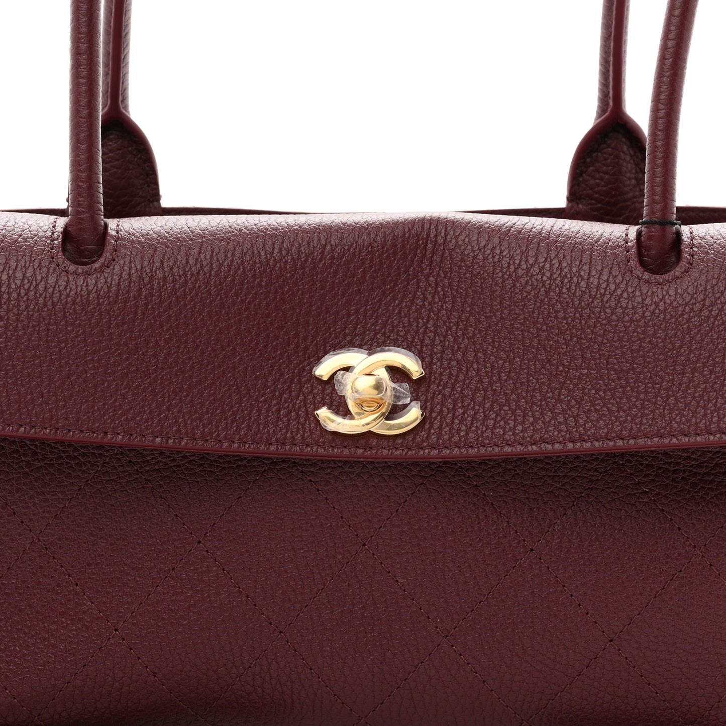 Grained Calfskin Stitched Urban Essentials Small Shopping Bag Burgundy
