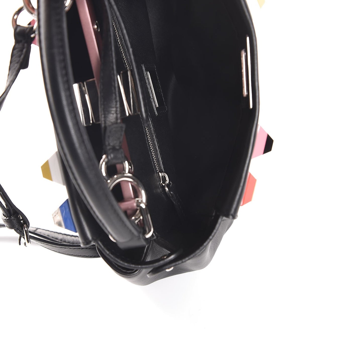 Nappa Studded Mini Peekaboo Iconic Satchel Black Multicolor