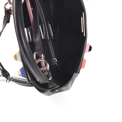 Fendi Nappa Studded Mini Peekaboo Iconic Satchel Black Multicolor 7 of 9