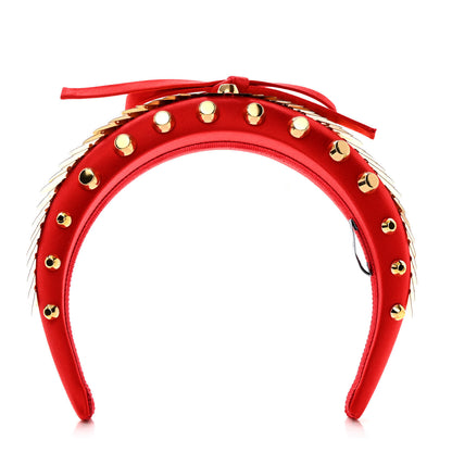 Prada Satin Metal Studded Headband Red 1 of 4