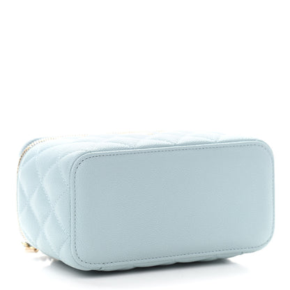Chanel Caviar Quilted Small Tiny CC Vanity Case With Chain Light Blue 4 of 12