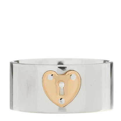 Tiffany Sterling Silver 18K Rose Gold Heart Lock Band Ring 54 7 1 of 4