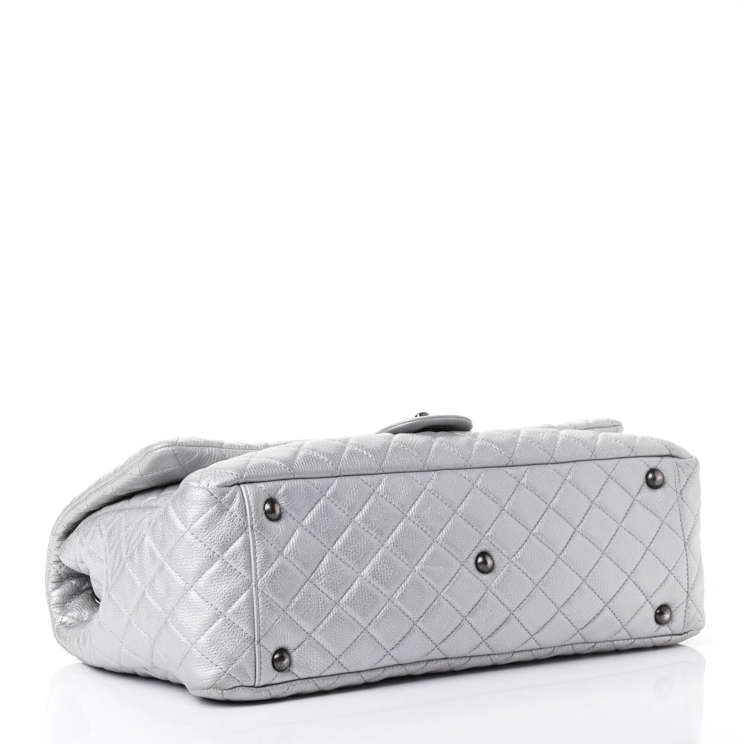 Chanel Metallic Calfskin Quilted XXL Travel Flap Bag Silver 3 of 4