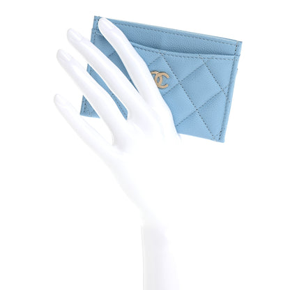 Chanel Caviar Quilted Card Holder Light Blue 2 of 9