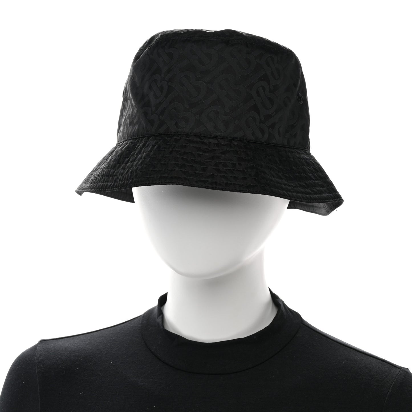 Nylon Jacquard TB Monogram Bucket Hat XL Black