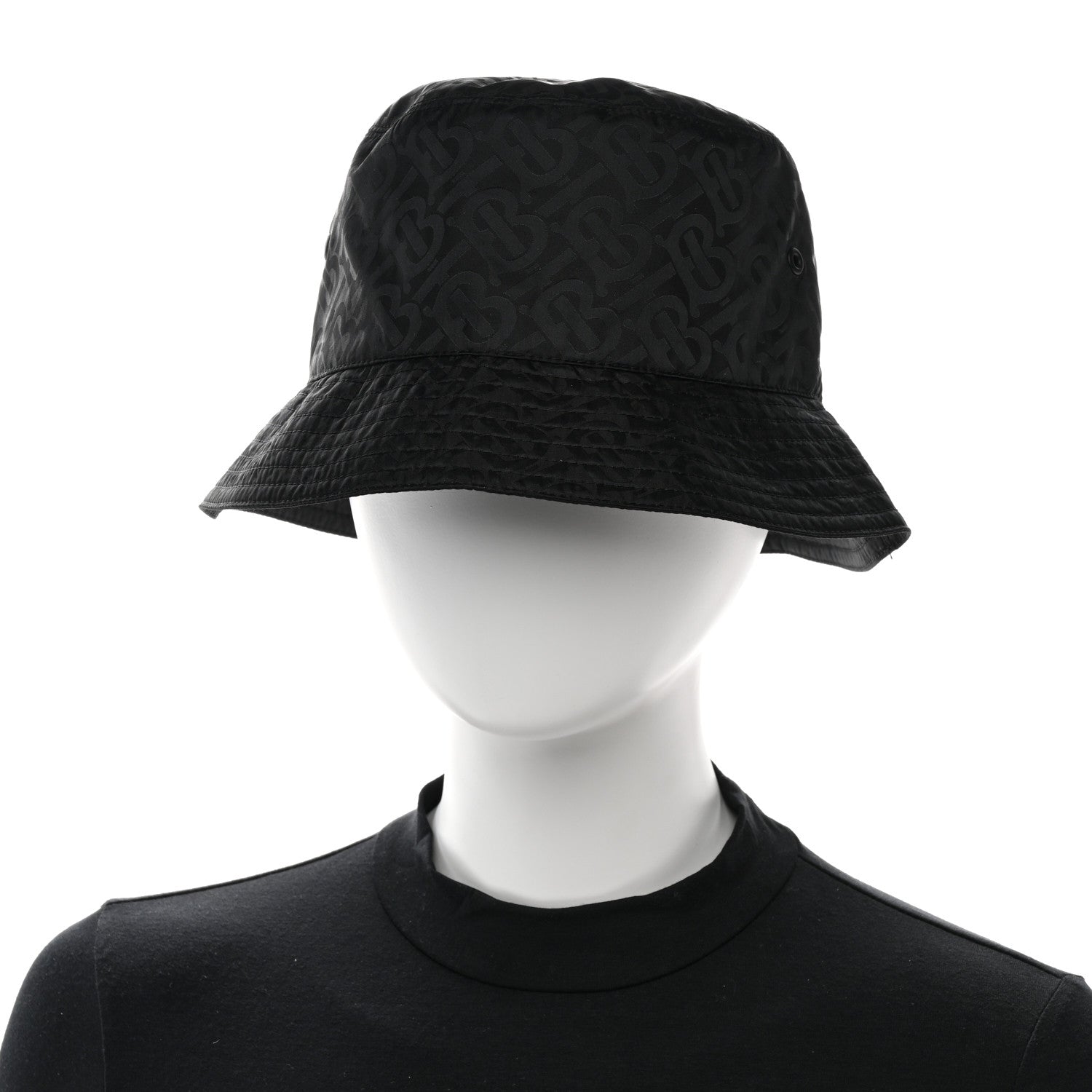 Burberry Nylon Jacquard TB Monogram Bucket Hat XL Black 2 of 7
