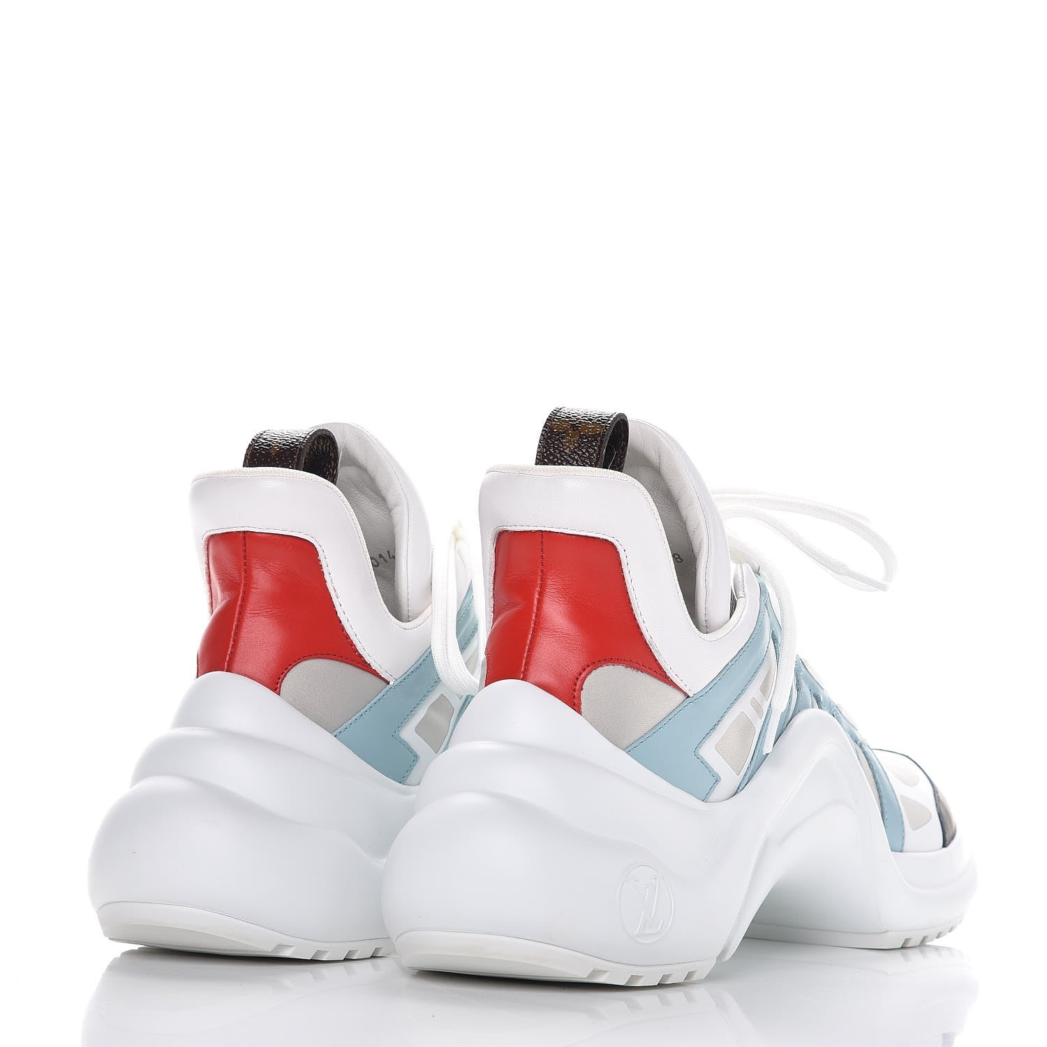 Louis Vuitton Calfskin Technical Nylon LV Archlight Sneakers 38.5 White Blue Gris 4 of 9