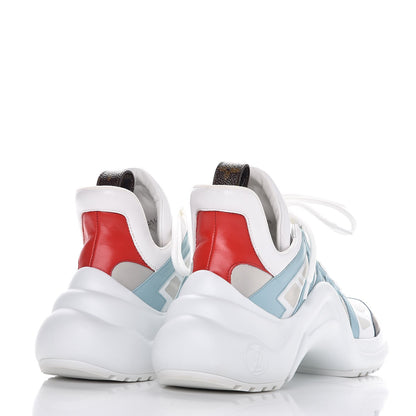 Louis Vuitton Calfskin Technical Nylon LV Archlight Sneakers 38.5 White Blue Gris 4 of 9