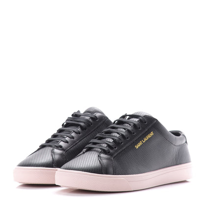 Saint Laurent Calfskin Perforated Womens Andy Low Top Sneakers 37 Black Pink 3 of 10