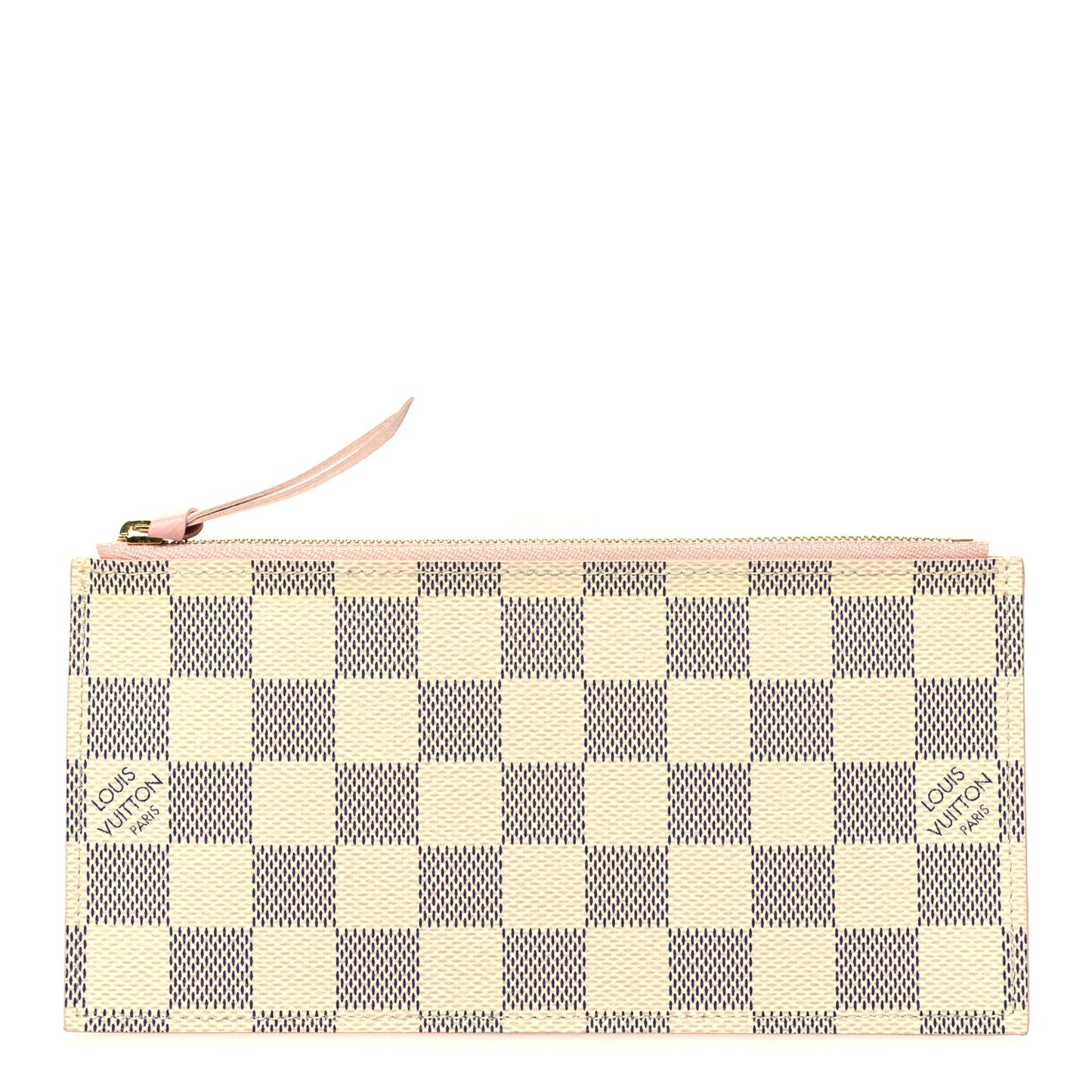 Damier Azur Felicie Chain Wallet Zippered Insert Rose Ballerine