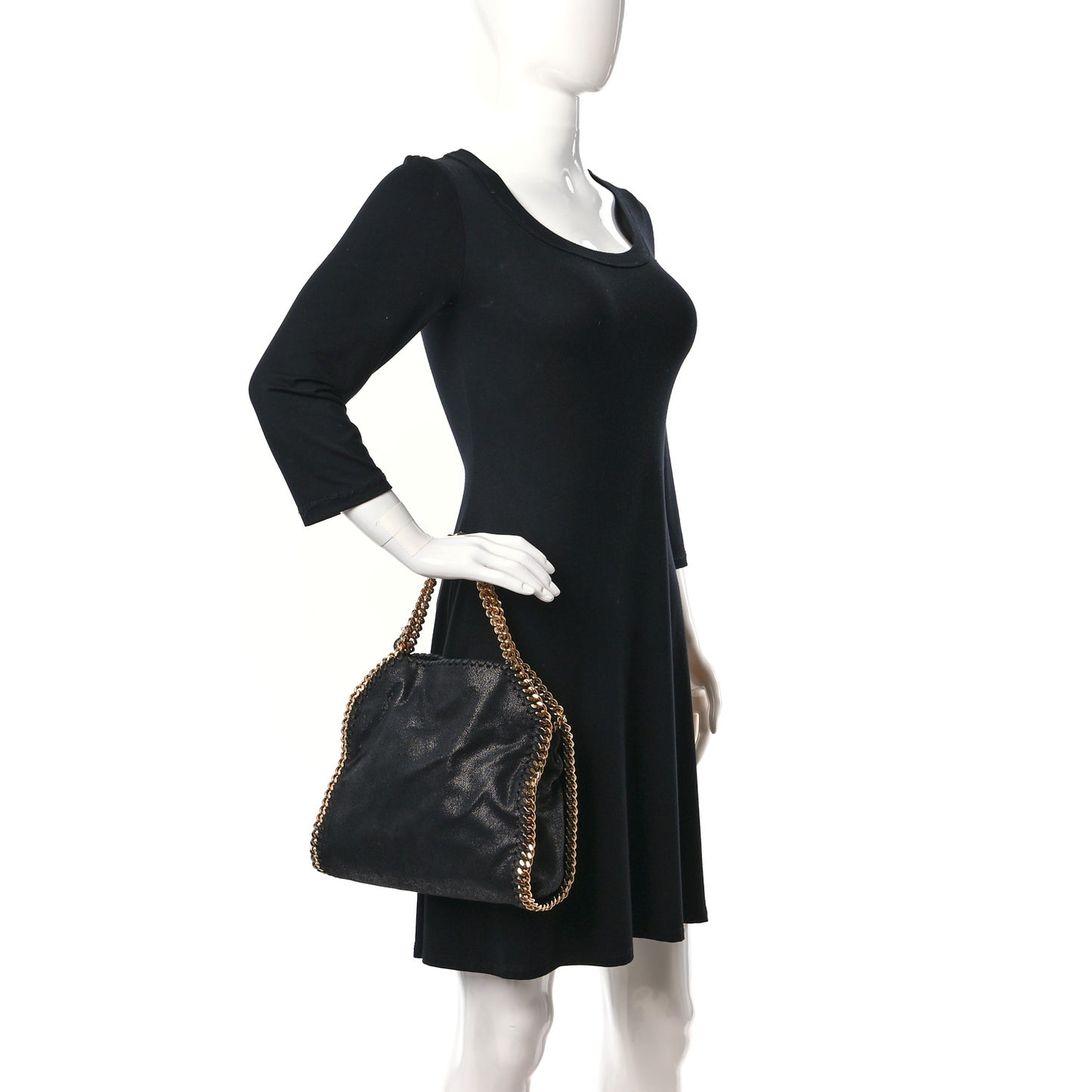 Shaggy Deer Mini Falabella Fold Over Tote Black