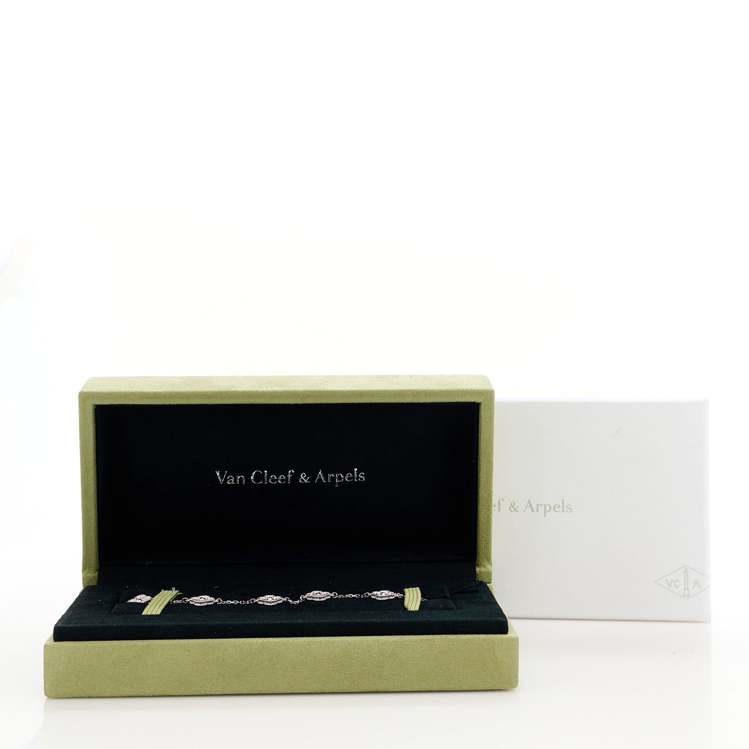 Van Cleef & Arpels 18K White Gold Diamond 6 Motifs Sweet Alhambra Bracelet 5 of 5