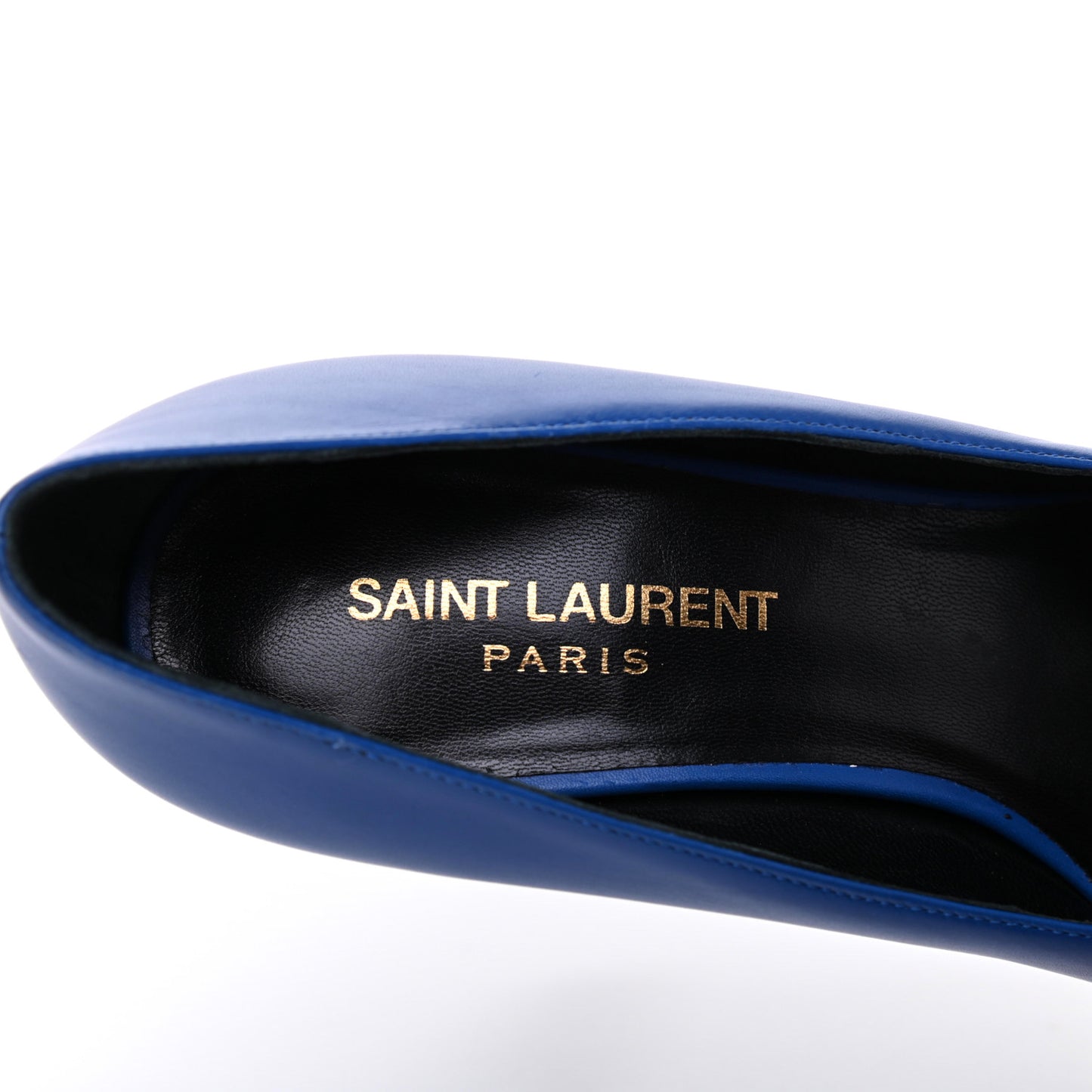 Calfskin Studded Cap Toe Janis Platform Pumps 36.5 Blue