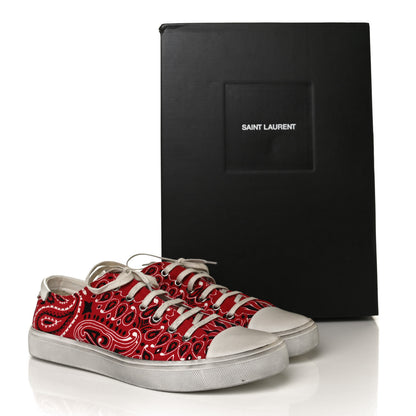 Saint Laurent Canvas Bandana Print Bedford Low Top Sneakers 41 Red 10 of 10
