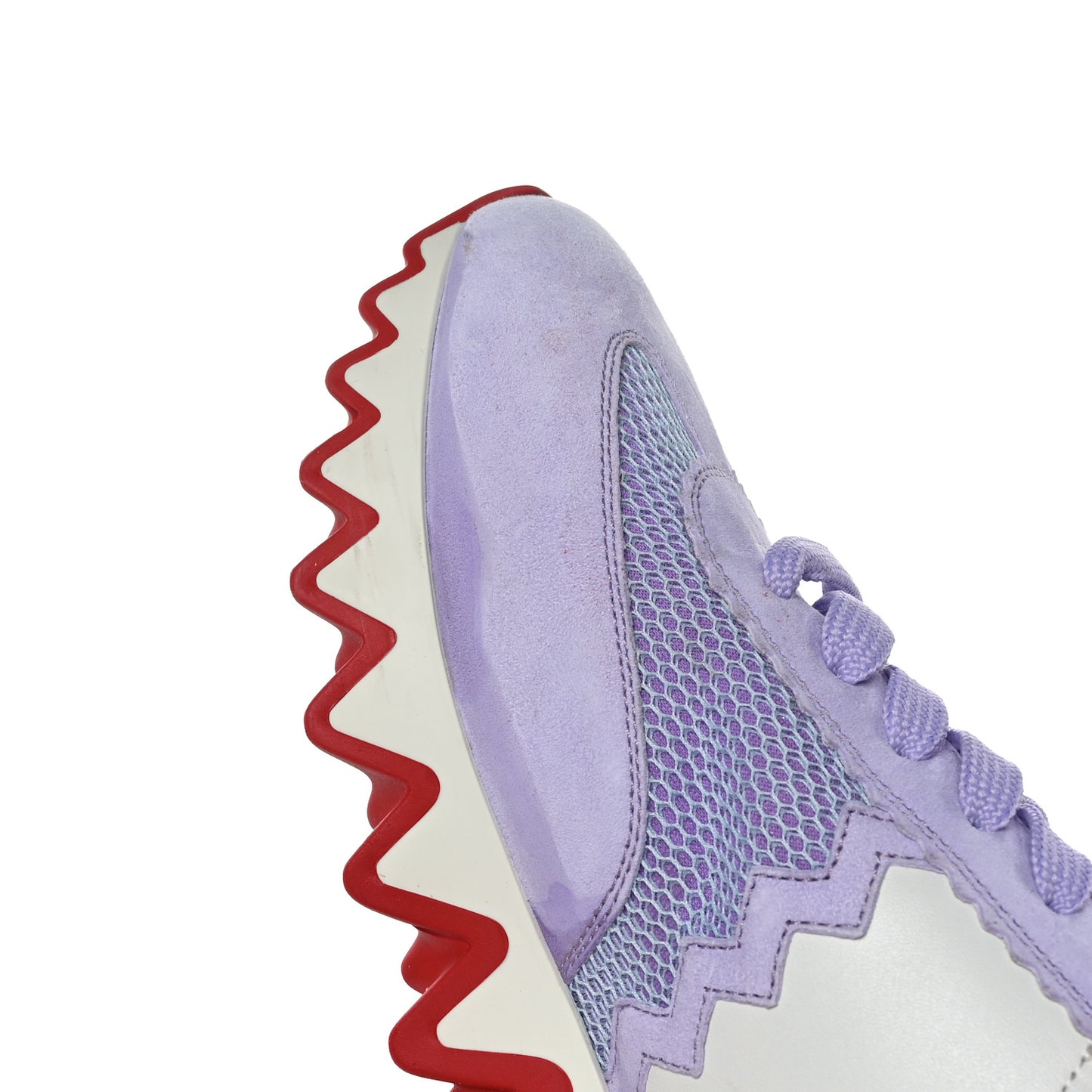 Suede Mesh Calfskin Neoprene Loubishark Sneakers 40 Lilac Smoke