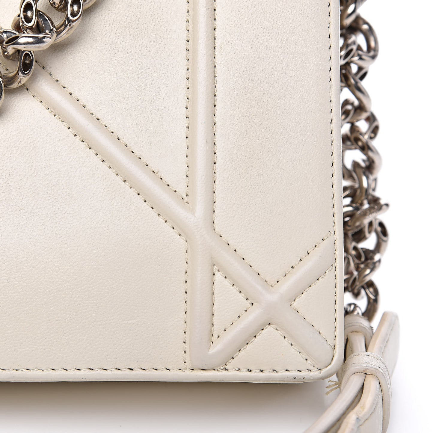 Lambskin Sequin Medium Diorama Flap Bag White