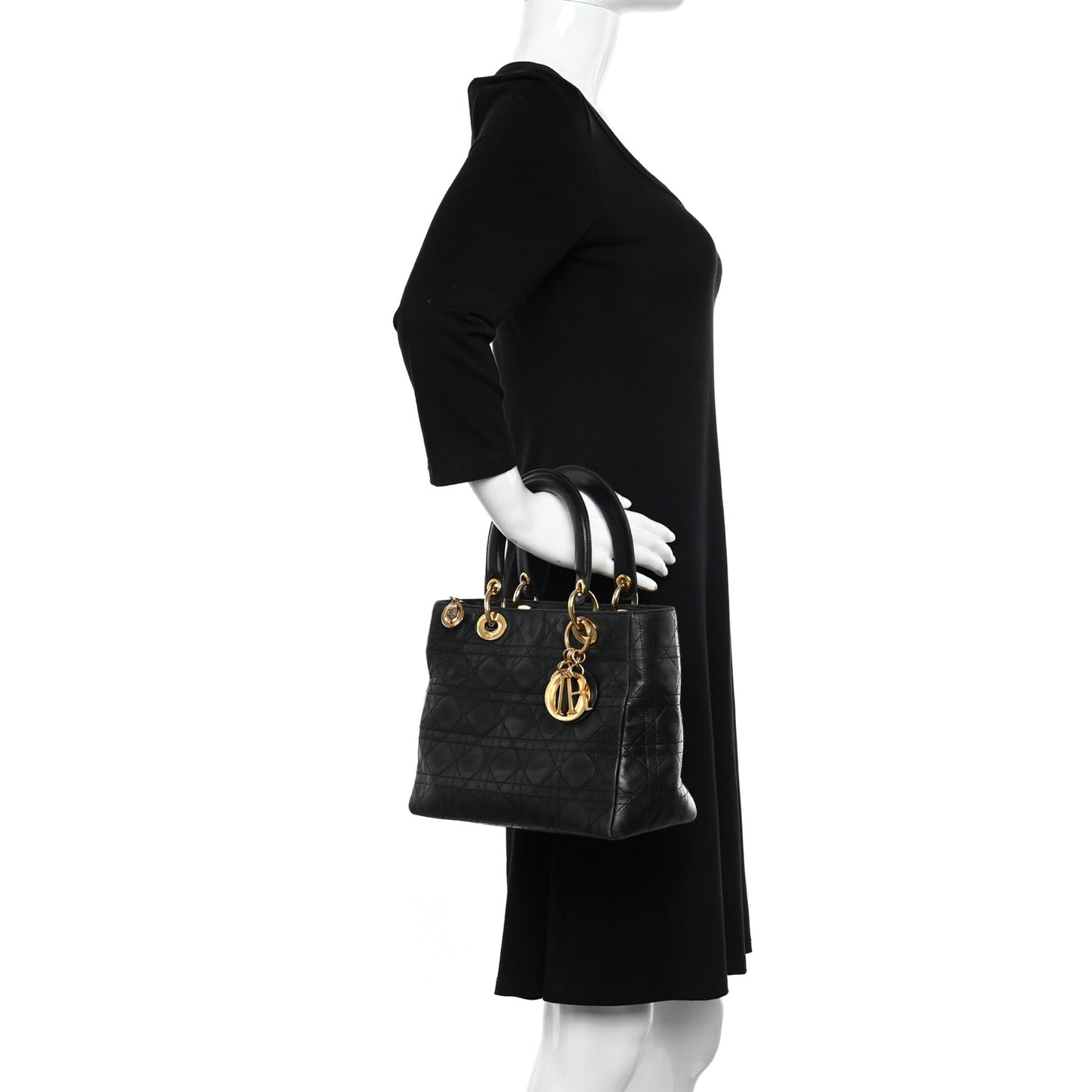 Lambskin Cannage Medium Lady Dior Black