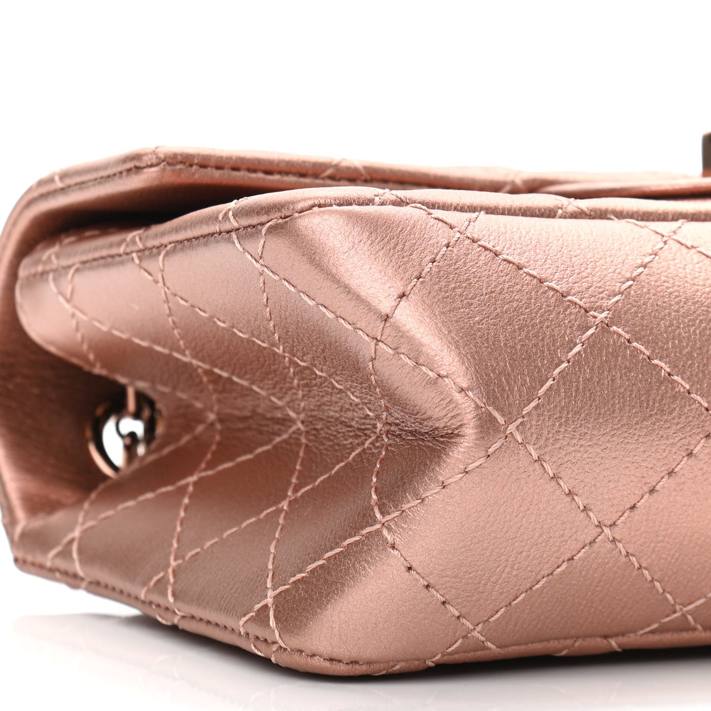 Metallic Grained Calfskin Quilted 2.55 Reissue Mini Flap Copper Pink