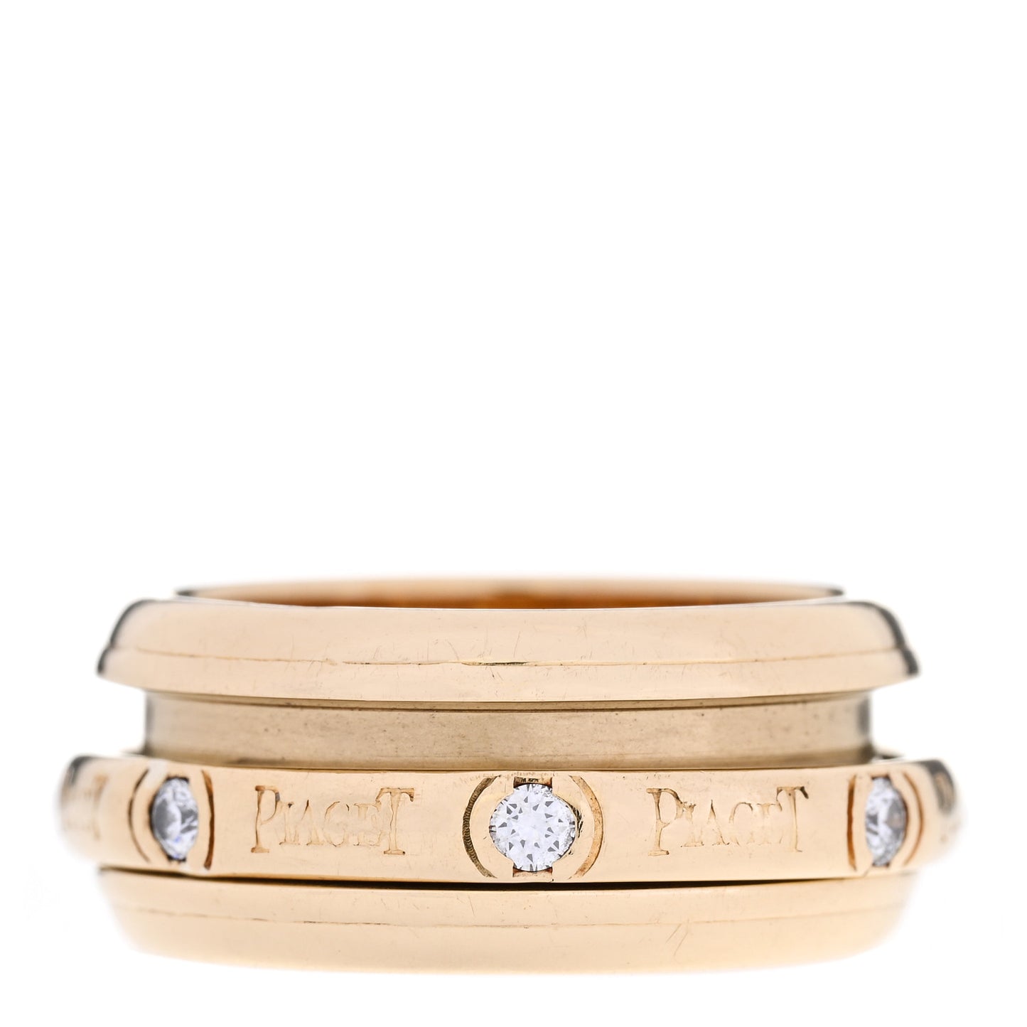18K Yellow Gold Diamond Possession Movable Ring 53 6.5