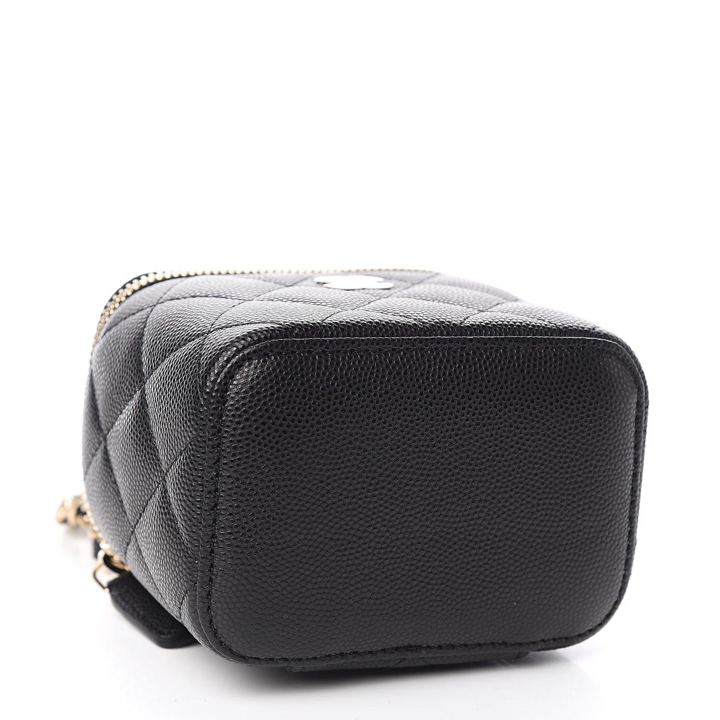 Caviar Quilted Mini Vanity Case With Chain Black