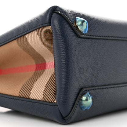 Burberry Grainy Calfskin House Check Small Banner Tote Ink Blue 10 of 13