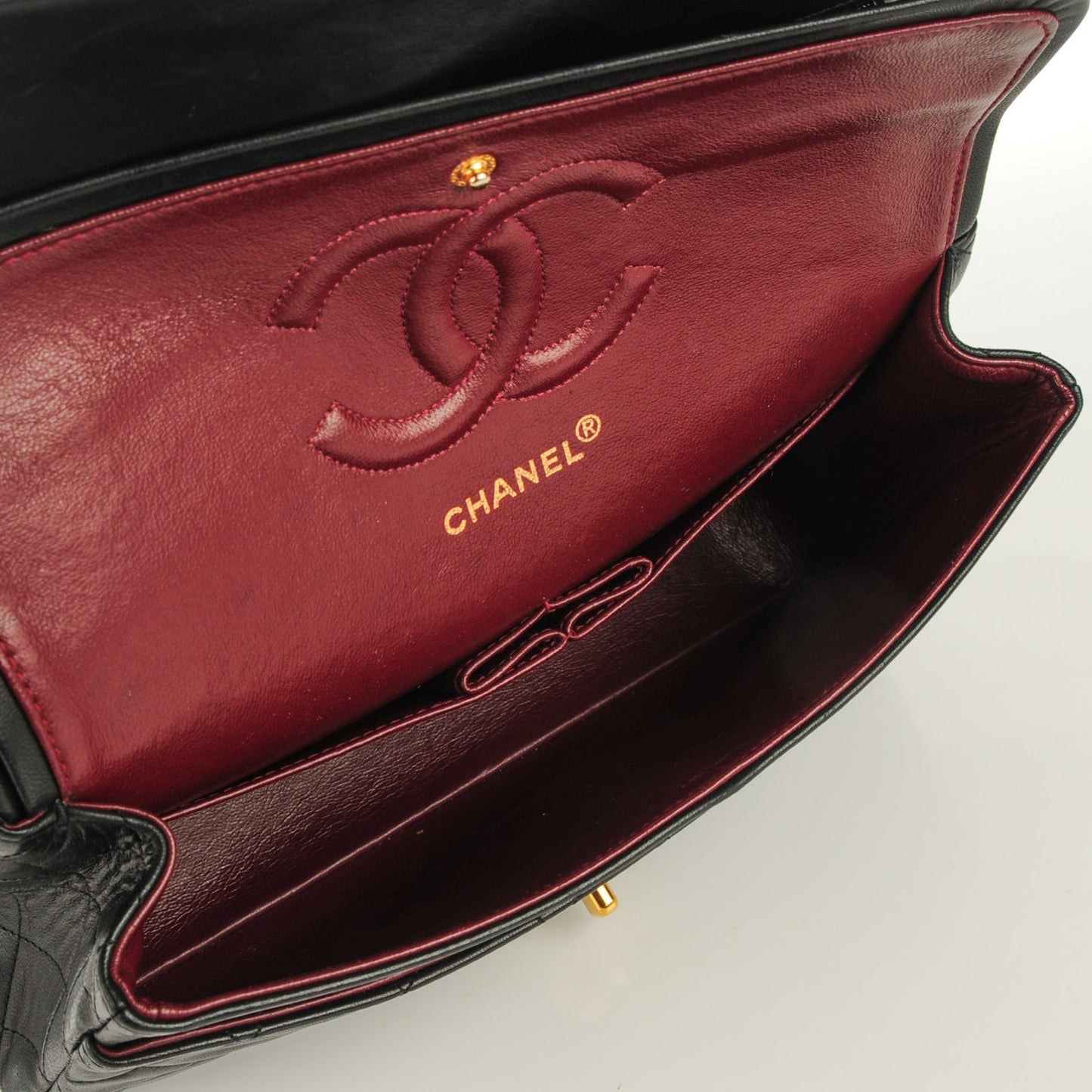 Lambskin Quilted Medium Double Flap Black