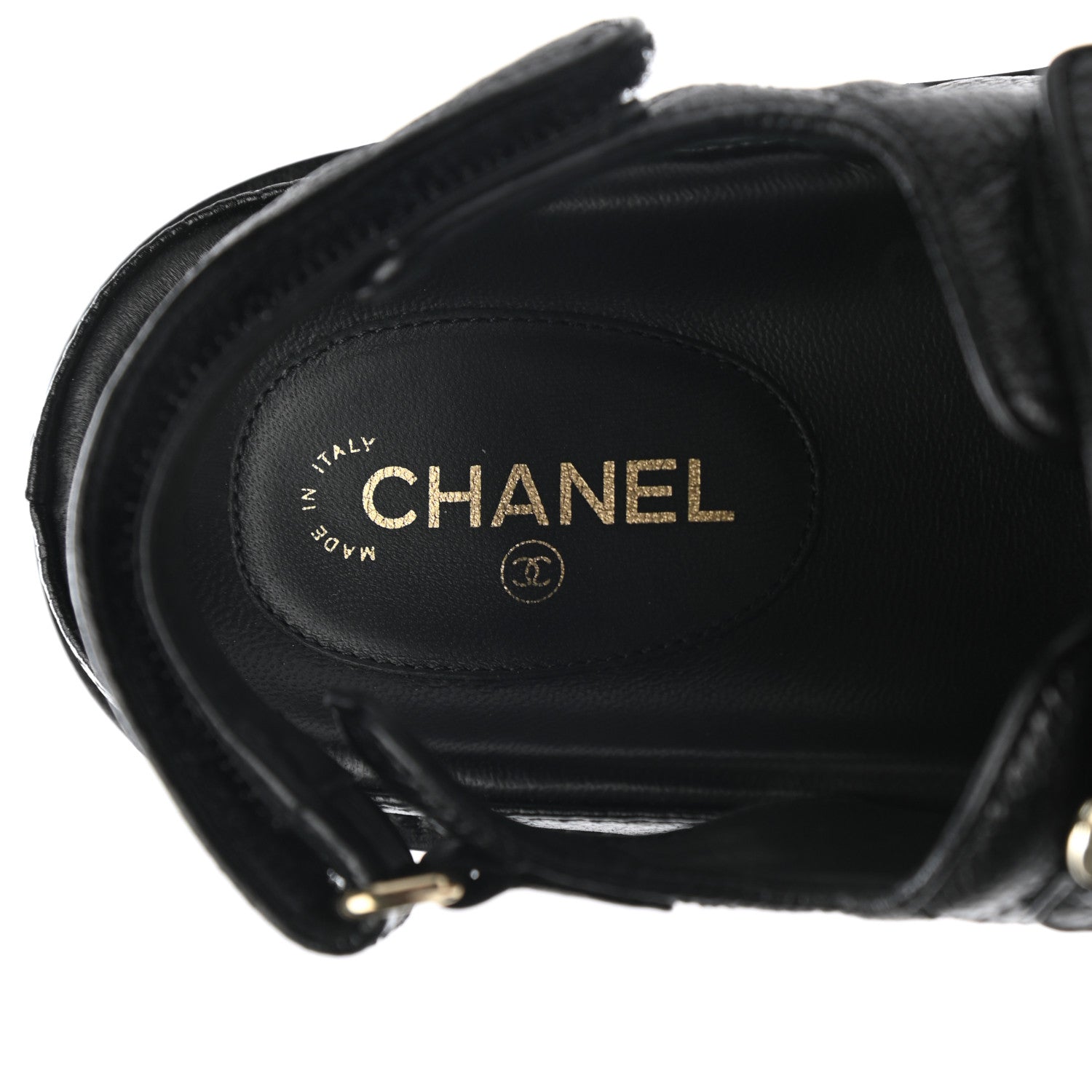 Chanel Grained Calfskin Velcro Dad Sandals 36.5 Black 7 of 9