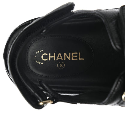 Chanel Grained Calfskin Velcro Dad Sandals 36.5 Black 7 of 9
