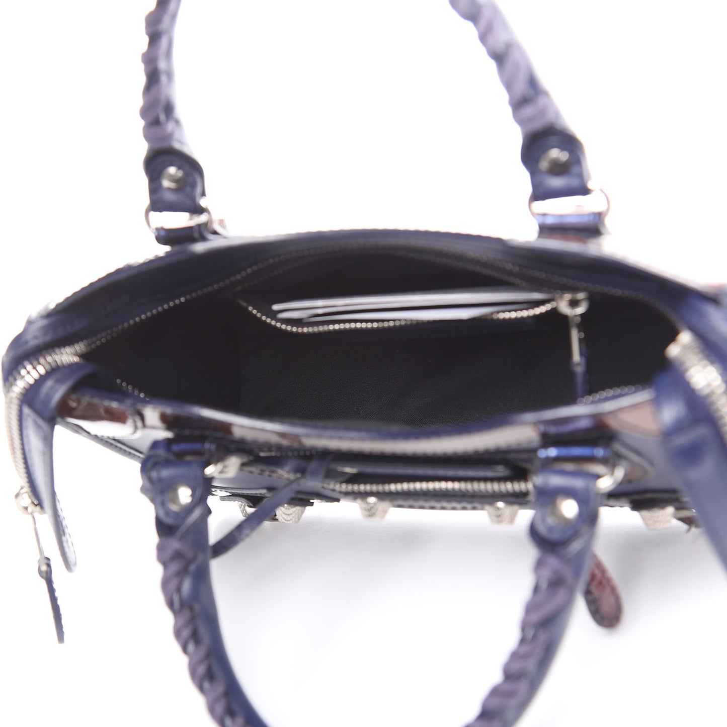 Smooth Calfskin Metallic Patent Giant 12 Silver Hardware Mini City Ultraviolet