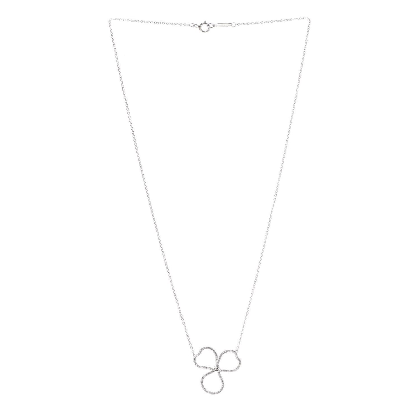 Platinum Diamond Large Paper Flowers Pendant Necklace