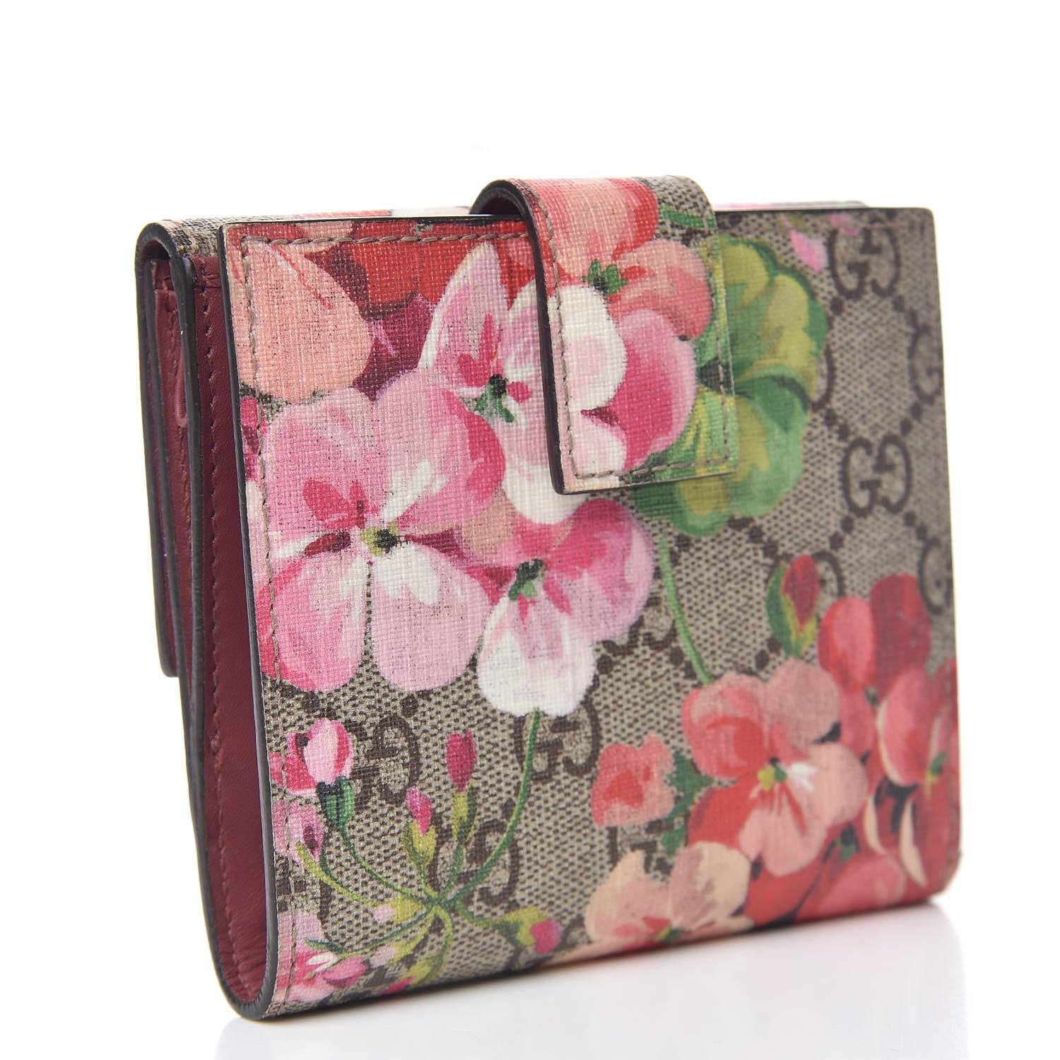 Gucci GG Supreme Monogram Blooms French Flap Wallet Beige Multicolor Dry Rose 3 of 7