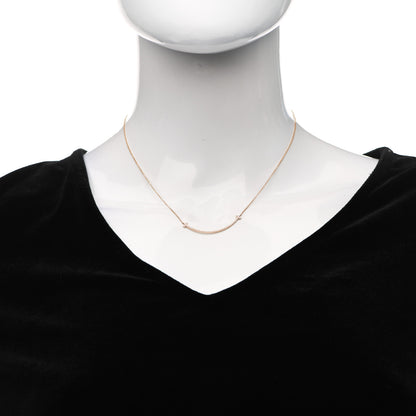 Tiffany 18K Rose Gold Diamond Small T Smile Pendant Necklace 2 of 4