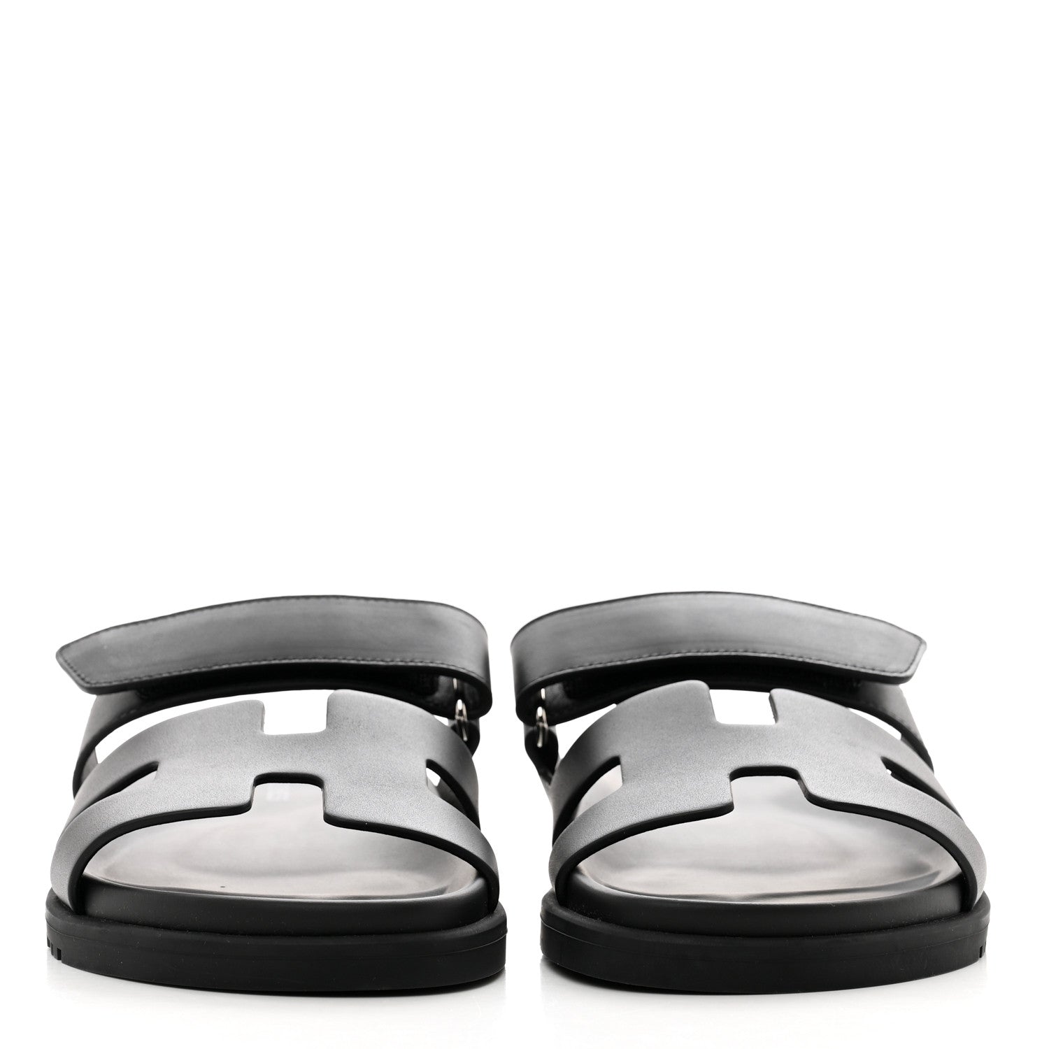 Hermes Calfskin Womens Chypre Sandals 37.5 Black 2 of 8