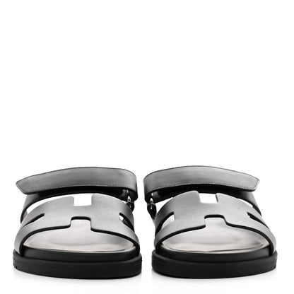 Hermes Calfskin Womens Chypre Sandals 37.5 Black 2 of 8