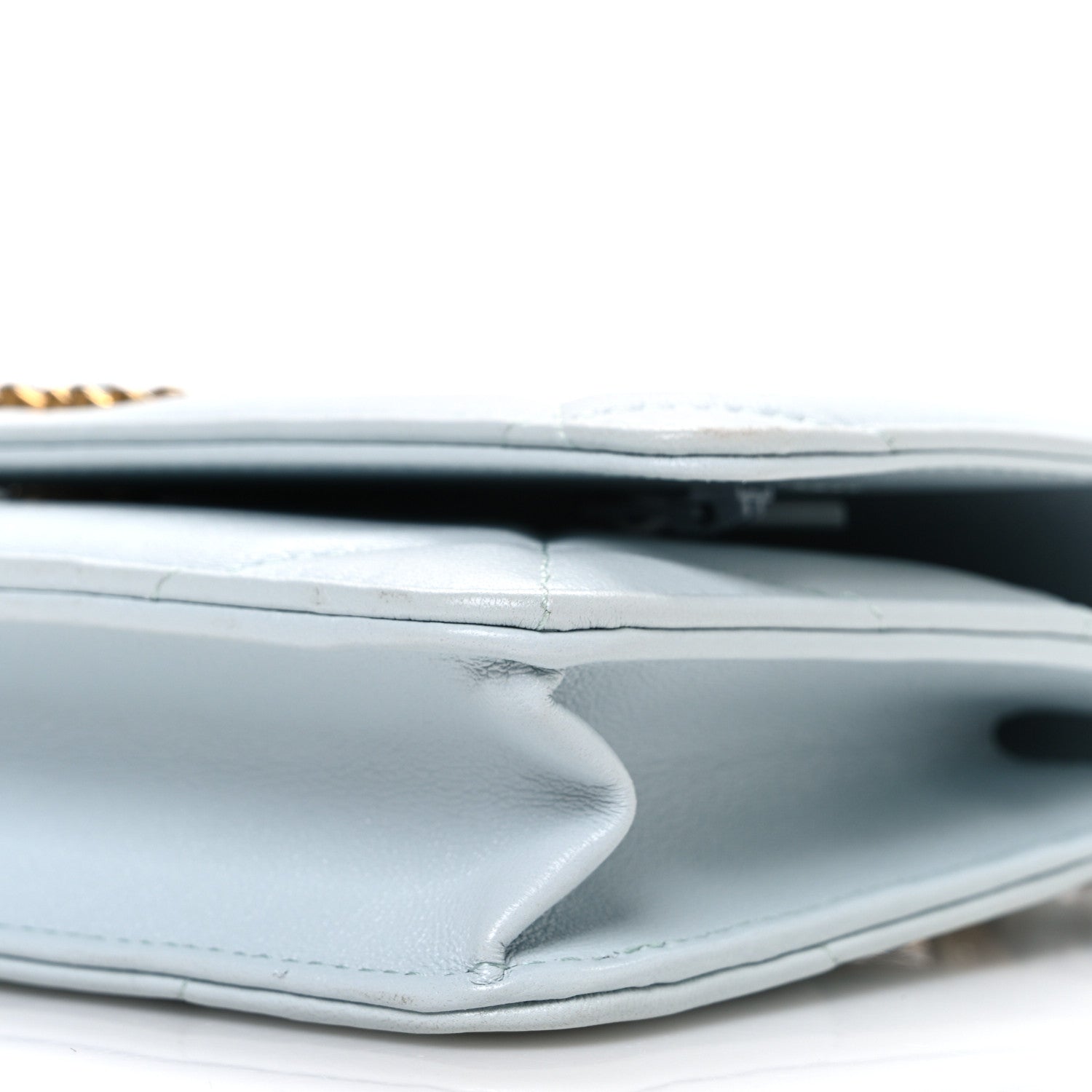 Chanel Lambskin Quilted Chanel 19 Wallet On Chain WOC Light Blue 11 of 11