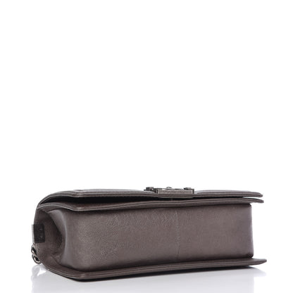 Chanel Metallic Calfskin Quilted Medium Boy Flap Dark Silver 5 of 11