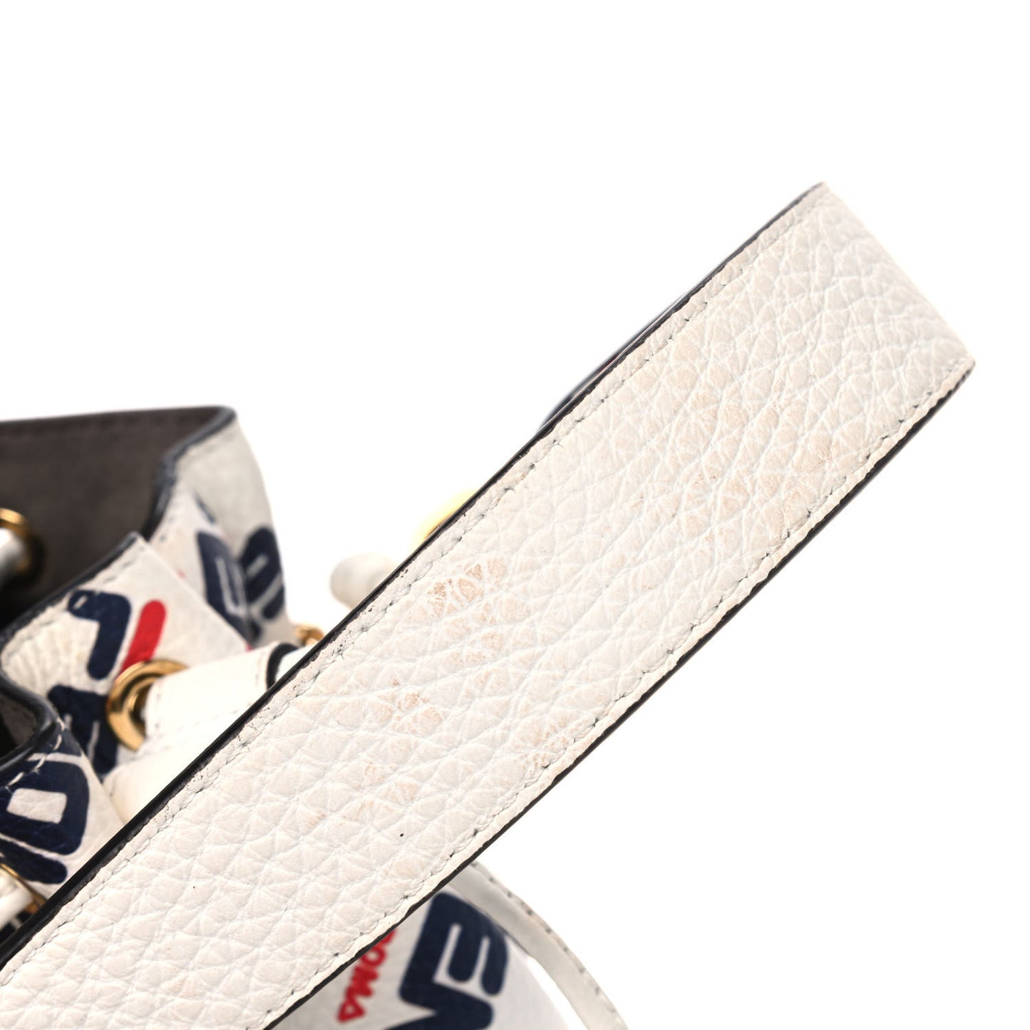 X FILA Calfskin F is Fendi Mania Fringe Mini Mon Tresor Bucket Bag White