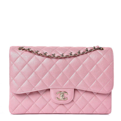 Chanel Iridescent Caviar Quilted Jumbo Double Flap Rose Pink 1 of 11