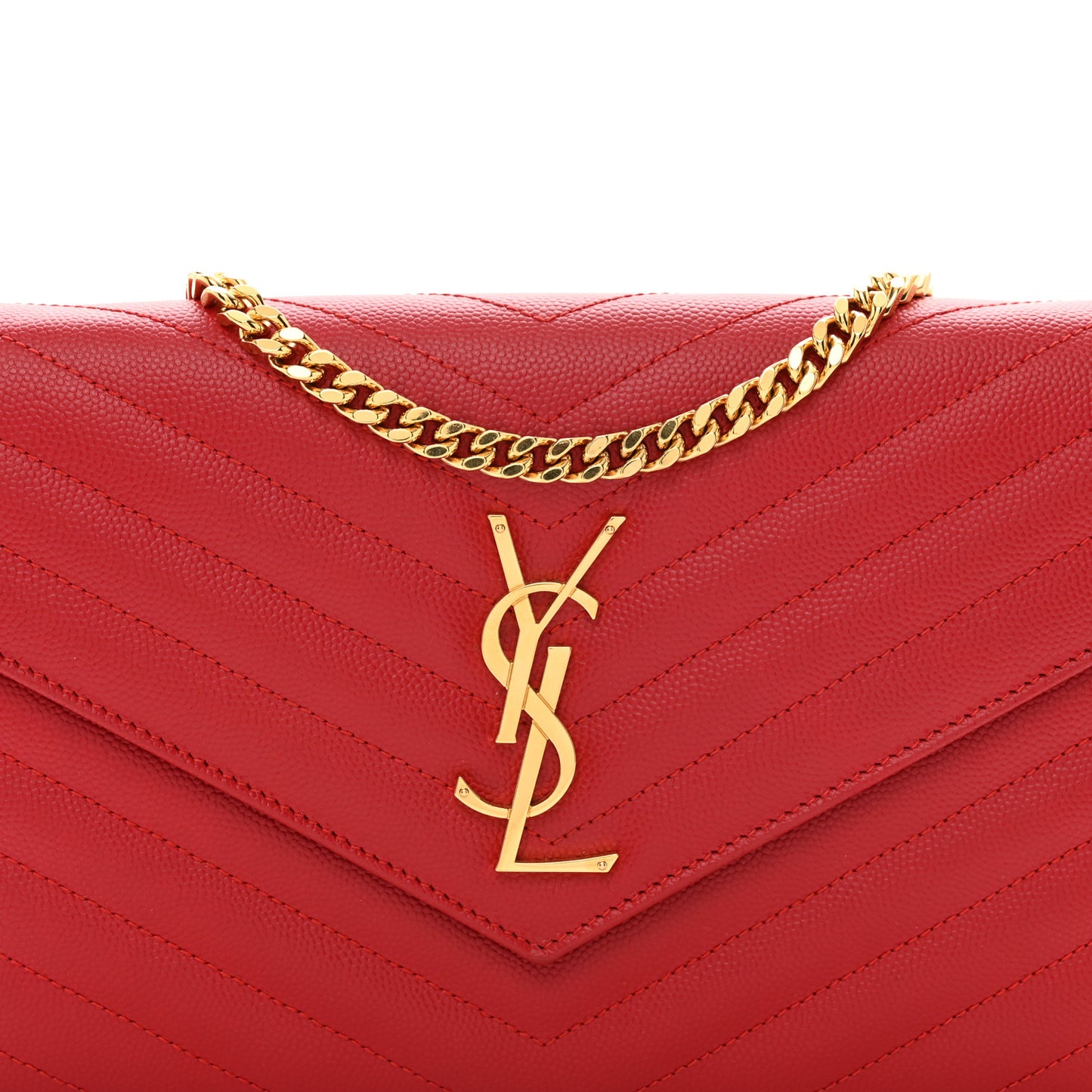 Grain De Poudre Matelasse Chevron Cassandre Chain Wallet New Red