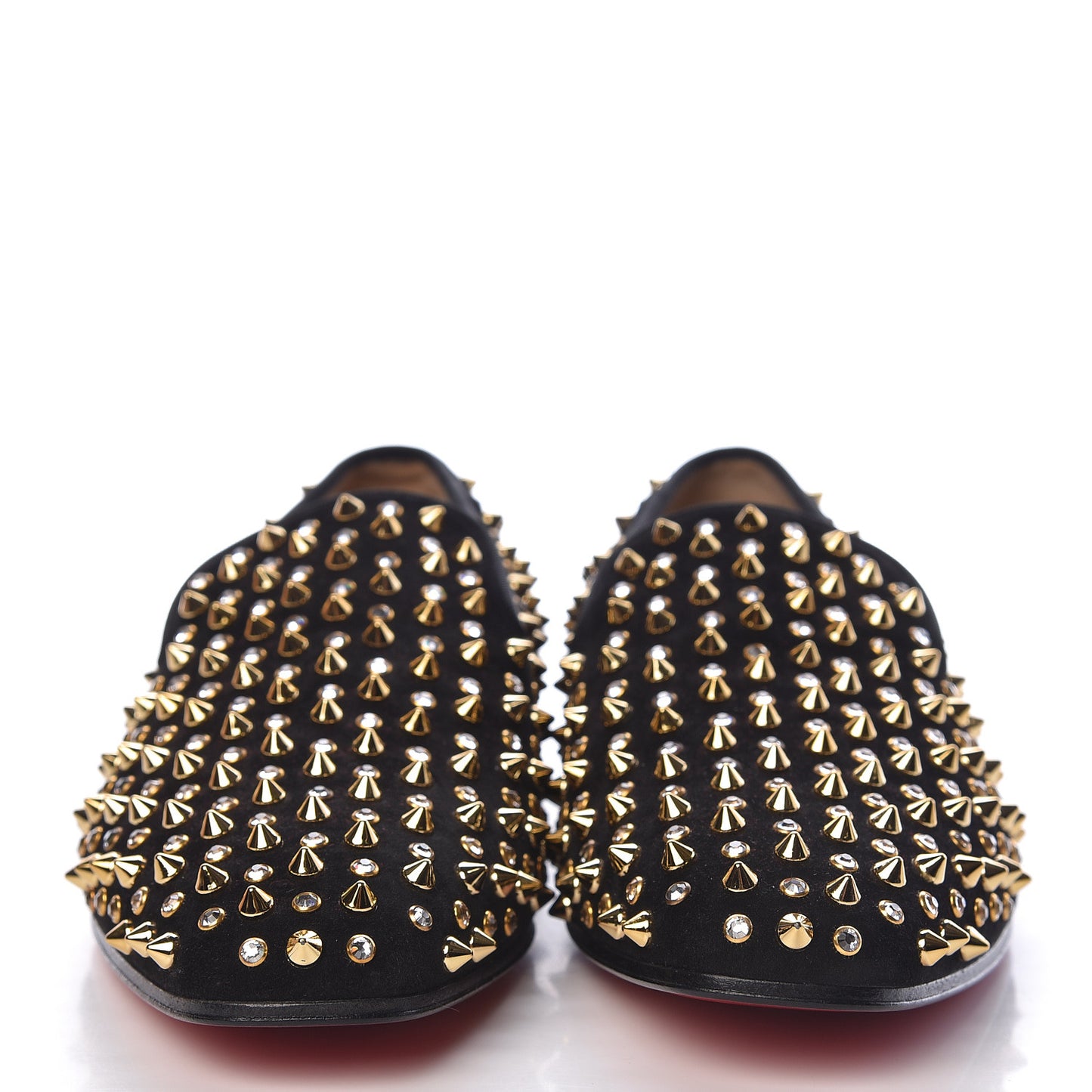 Veau Velours Crystal Mens Dandy 1C1S Flat Loafers 39.5 Black Gold