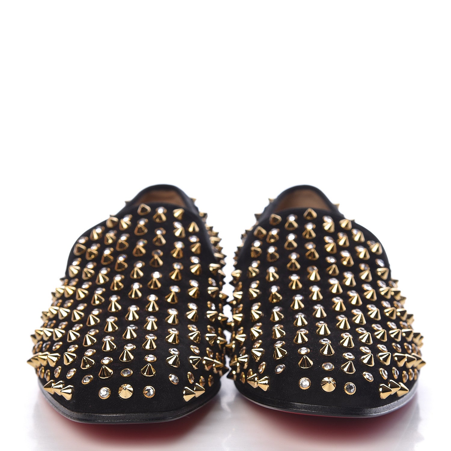 Christian Louboutin Veau Velours Crystal Mens Dandy 1C1S Flat Loafers 39.5 Black Gold 2 of 9