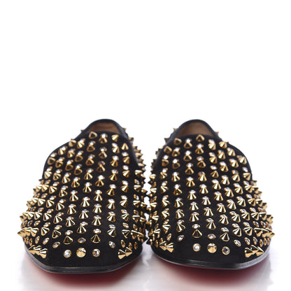 Christian Louboutin Veau Velours Crystal Mens Dandy 1C1S Flat Loafers 39.5 Black Gold 2 of 9