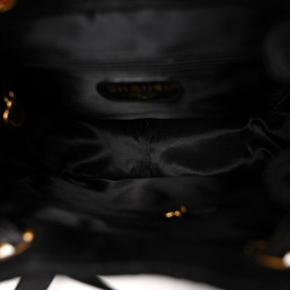 Chanel Suede Quilted CC Drawstring Backpack Black 5 of 9