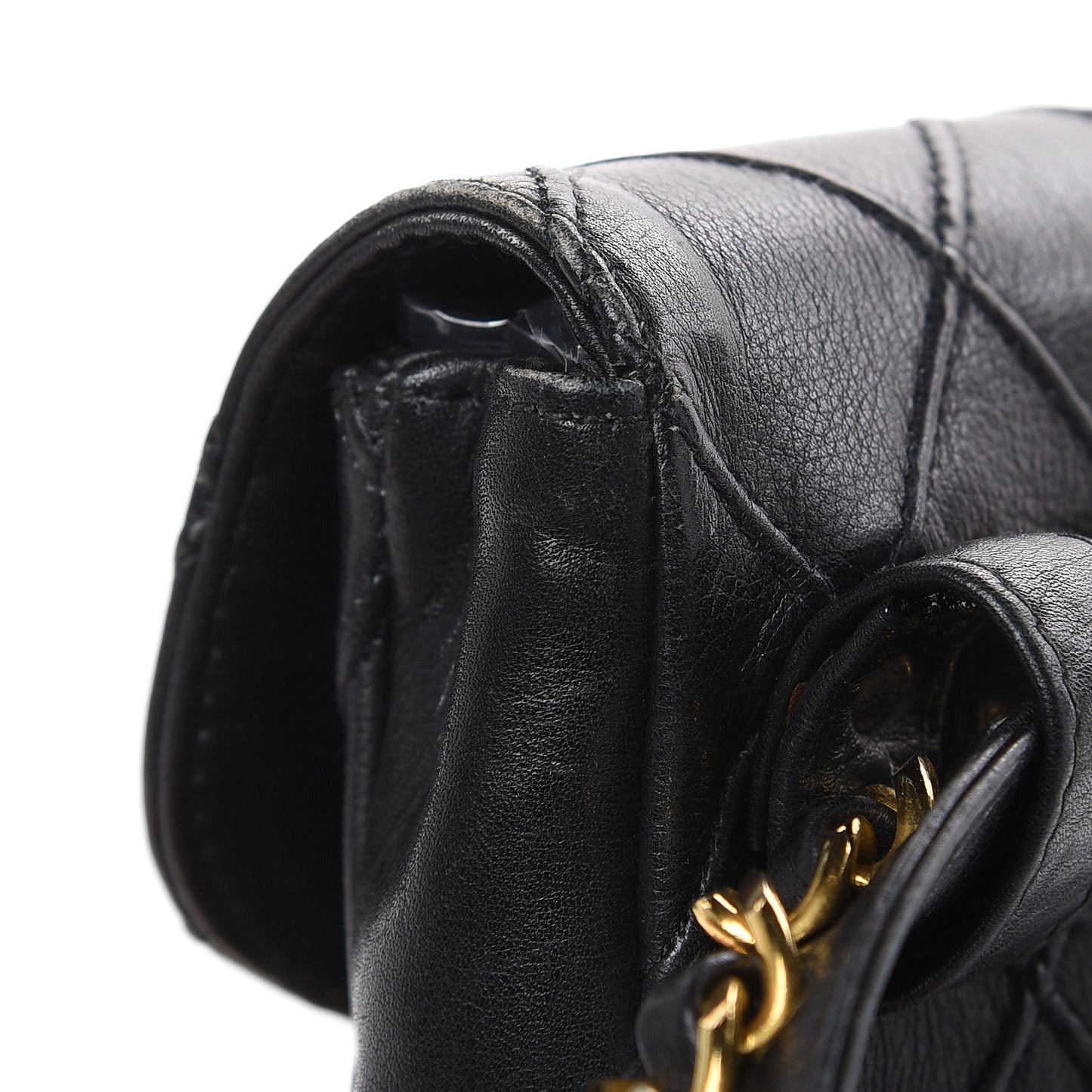 Lambskin Quilted Flap Waist Belt Bag Black
