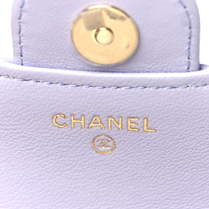 Chanel Lambskin Quilted Top Handle Flap Coin Purse With Chain Light Purple 6 of 9